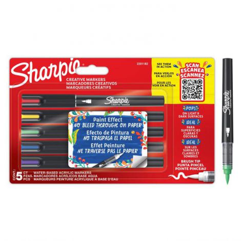 Markery akrylowe Sharpie pędzelkowe, 5kol
